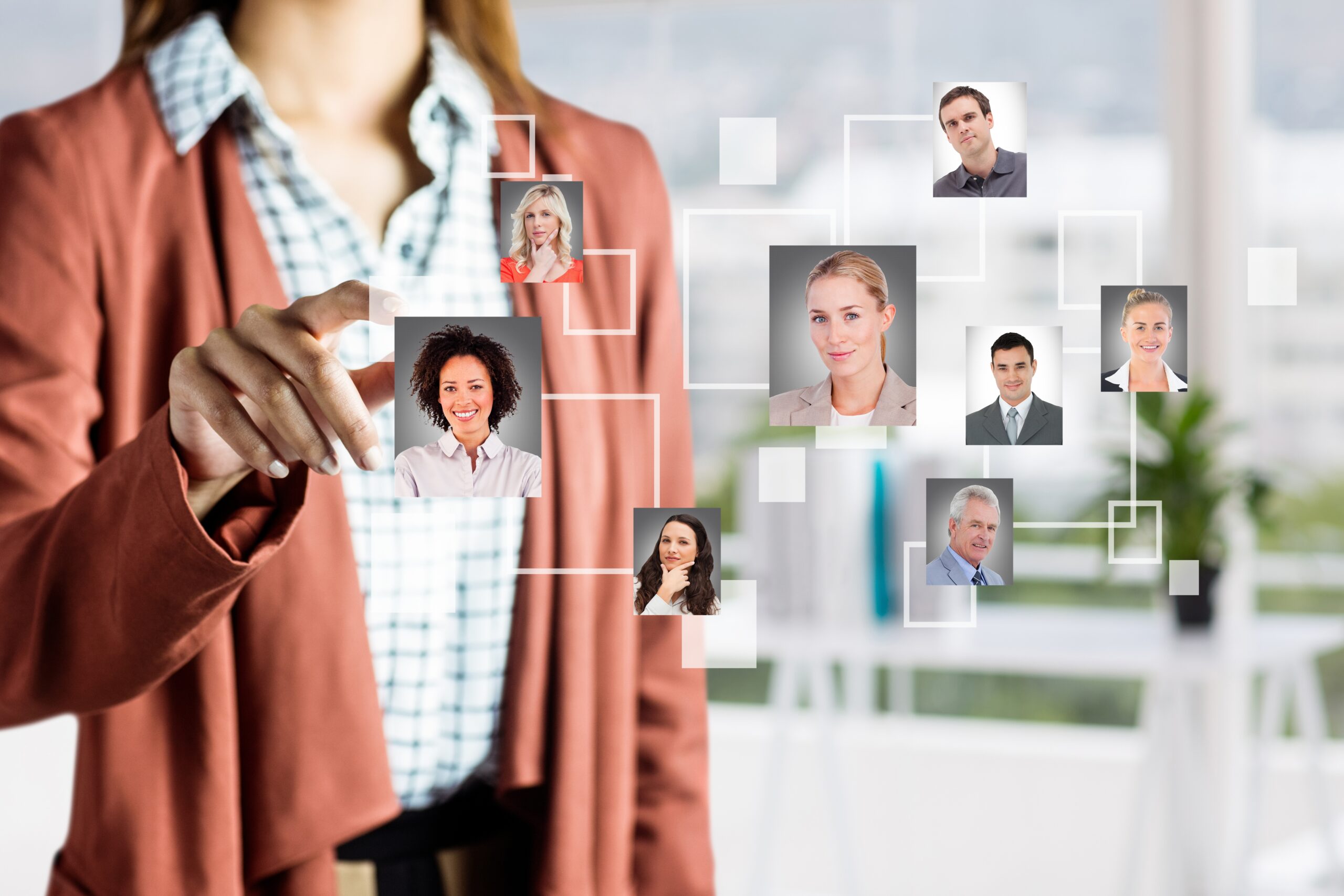 woman selecting pictures people