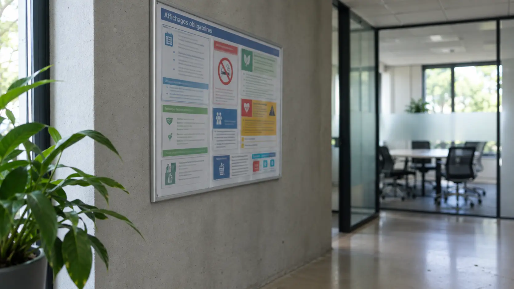 Panneau contenant les affichages obligatoires au sein d'une entreprise
